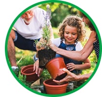 A family gardening together