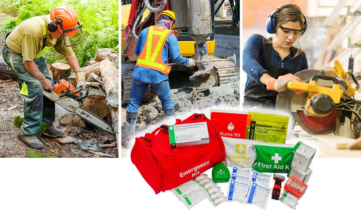 Workplaces an emergency kit should be used