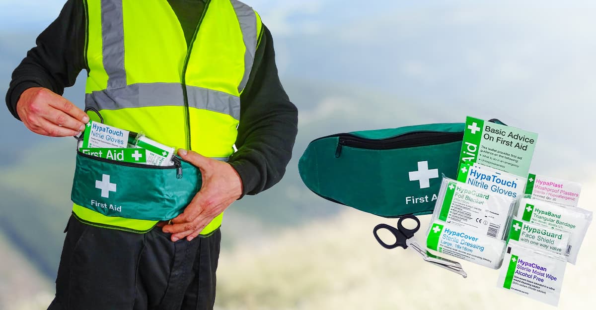 An image showing the typical personal first aid kit contents