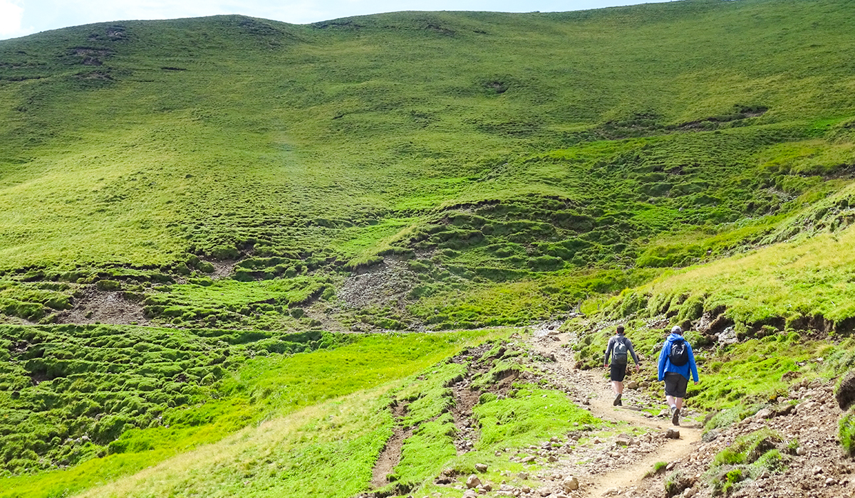 A couple hiking