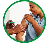 Woman getting her flu vaccination