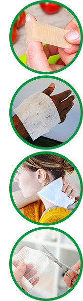 Applying a finger bandage; Using burn gel; Using an ice pack; Using bandage scissors