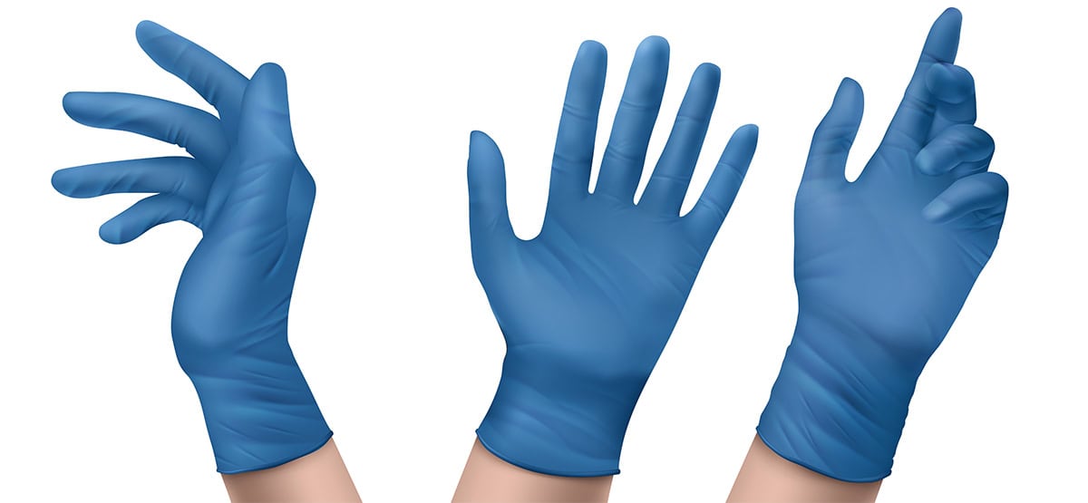 An image of three view points on gloves