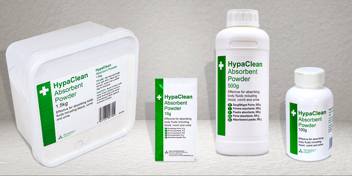 Product showcase with HypaClean absorbent powders