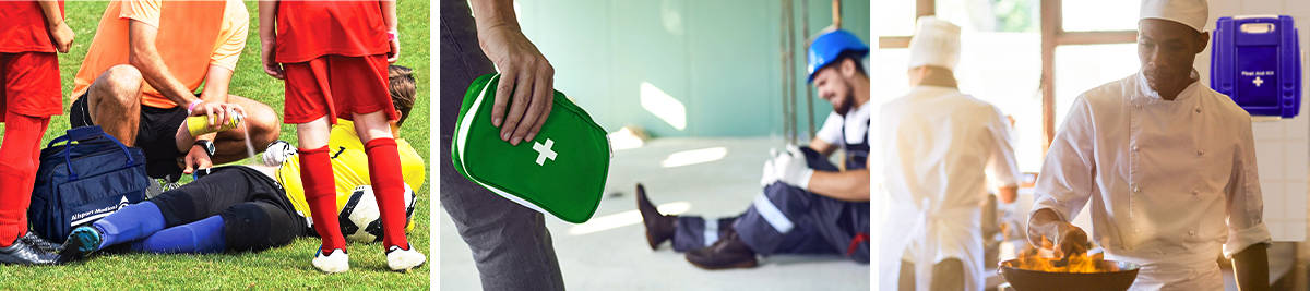 Using a sports first aid kit; Using a workplace first aid kit; Using a catering first aid kit