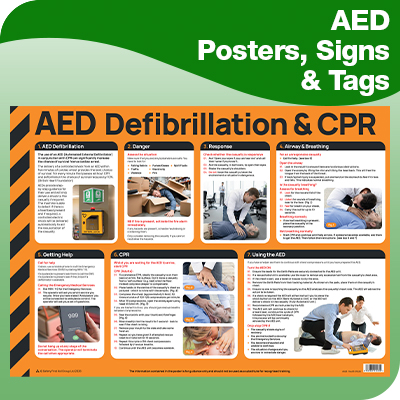 AED Posters, Signs &amp; Tags