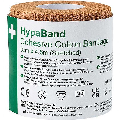 HypaBand Cohesive Bandage, Cotton Tan (6cm x 2.8m)