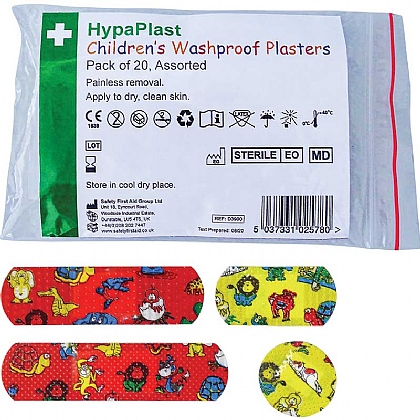 Childrens Washproof Assorted Plasters (20 Pack)