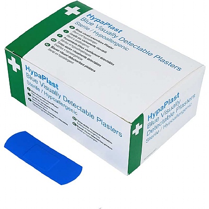 HypaPlast Blue Visually Detectable Plasters, 7.2x2.5cm (100 Pack)