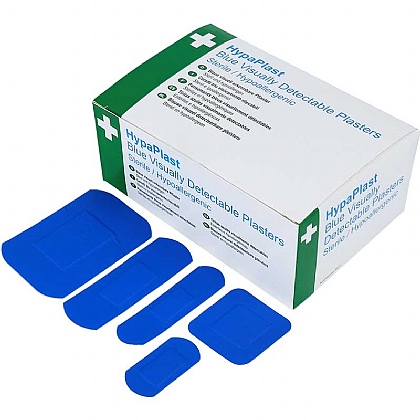 HypaPlast Hypoallergenic and Washproof Blue Detectable Plasters (Pack of 100)
