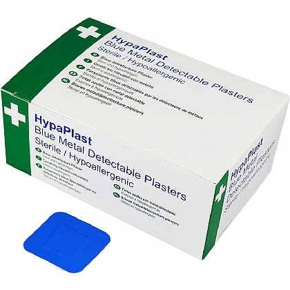 HypaPlast Blue Metal Detectable Plasters 3.8cm x 3.8cm (100 Pack)