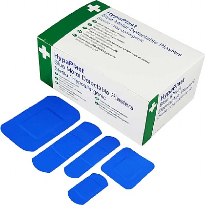 HypaPlast Blue Metal Detectable Plasters, Assorted (100 Pack)