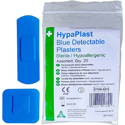 HypaPlast Blue Metal Detectable Plasters, Assorted (20 Pack)