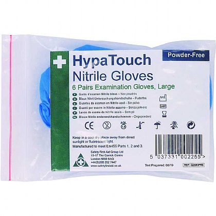 HypaTouch Powder-Free Nitrile Gloves, Large (6 Pairs)