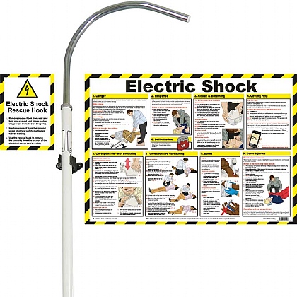 Electric Shock Rescue Hook with Poster and Sign