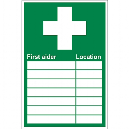 First Aider & Location Sign (20cmx30cm)