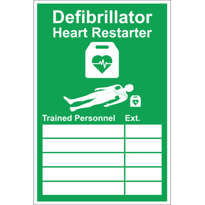 AED Trained Personnel & Extention Sign, Rigid, 200 mm x 300mm