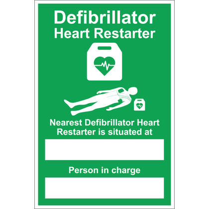 Nearest AED Sign, Rigid Plastic (20cm x 30cm)