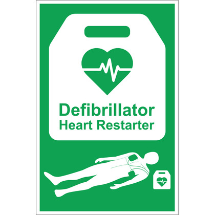 AED / Defibrillator Heart Restarter Sign, Rigid 20x30cm