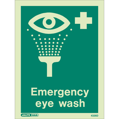 Glow in the Dark Emergency Eyewash Sign, Rigid, 15x20cm