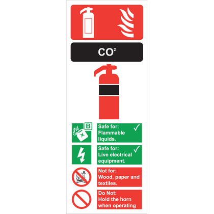 Fire Extinguisher CO2 Sign, 7.5x20cm, Rigid