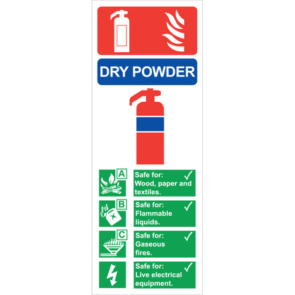 Fire Extinguisher Powder Sign,  7.5x20cm, Rigid
