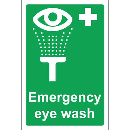 Emergency Eye Wash Sign, 20x30cm, Rigid