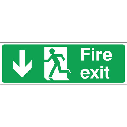 Fire Exit (DOWN) Sign, 45x15cm, Rigid