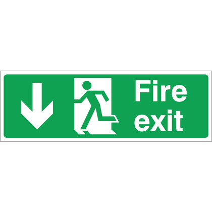 Fire Exit (DOWN) Sign, 45x15cm, Vinyl