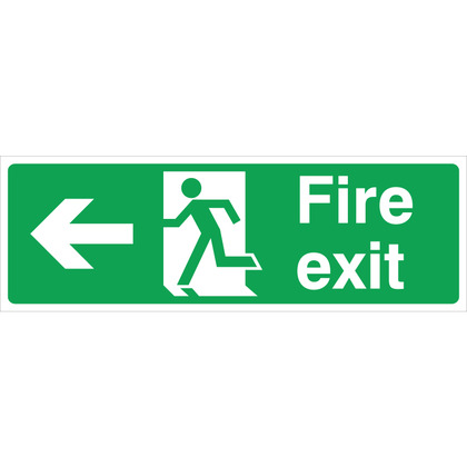 Fire Exit (L/H) Sign, 45x15cm, Rigid