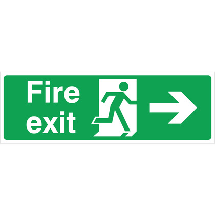 Fire Exit (R/H) Sign, 45x15cm, Rigid