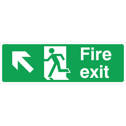Fire Exit LEFT/UP Sign, 45x15cm, Rigid