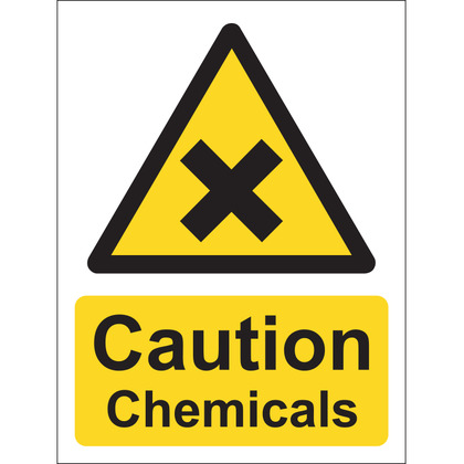 Caution Chemicals Sign, Vinyl, 15x20cm