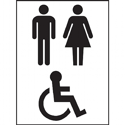 Male | Female | Disabled Symbol Toilet Vinyl Sign 15x20cm