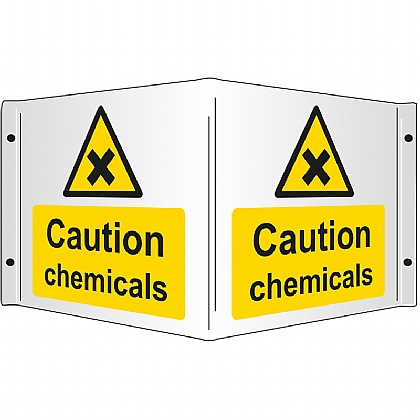 Caution Chemicals Rigid 3D Projecting Sign