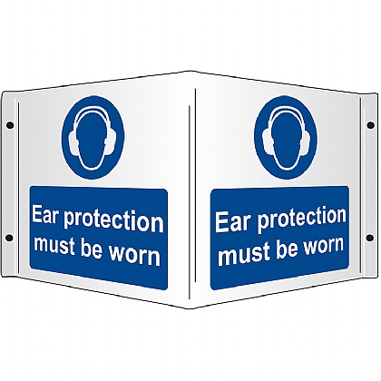 Hearing Protection Must Be Worn Rigid 3D Projecting Sign 43x20cm