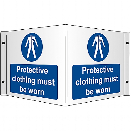 Protective Clothing Must be Worn Rigid 3D Projecting Sign 43x20cm