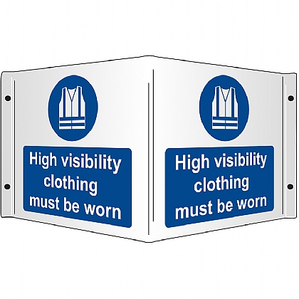 High Visibility Clothing Must be Worn Rigid 3D Projecting Sign 43x20cm
