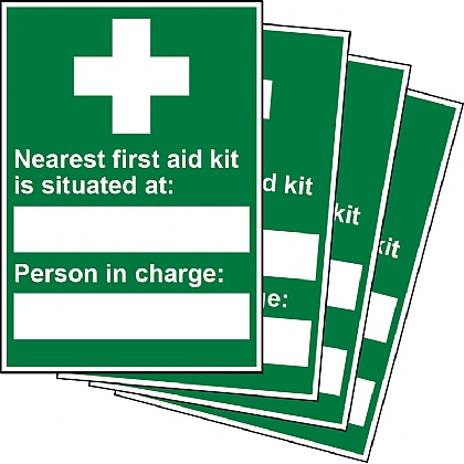 Nearest First Aid Kit and Person in Charge Updateable Sign A5