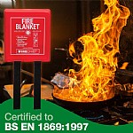 Amazy Fire Blanket  1.2 X 1.2 M  + Soft Case + Escape Way Sticker Fire Retardant Blanket For Use In The Domestic Kitchen And Around The House Kite Marked To Bs En 1869 1997